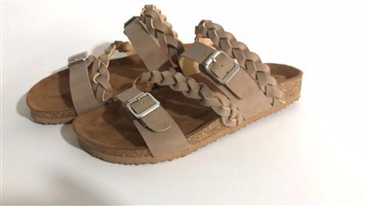 PU Woven Metal Buckle Sandals